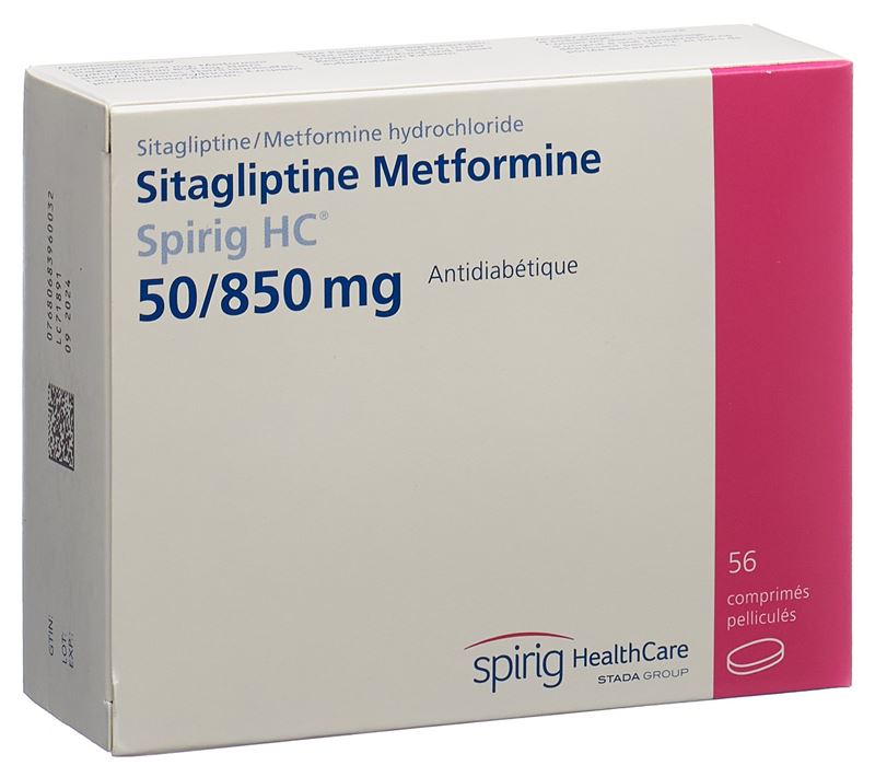 Sitagliptine Metformine Spirig HC cpr pell 50mg/850mg 56 pce