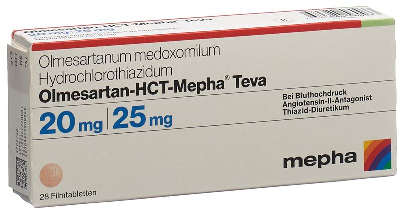 Olmesartan-HCT-Mepha Teva cpr pell 20mg/25mg 28 pce Olmesartan-HCT-Mepha Teva cpr pell 20mg/25mg 28 pce