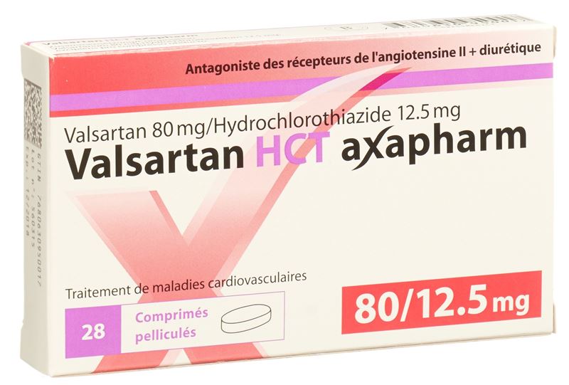 Valsartan HCT axapharm cpr pell 80/12.5 mg 28 pce Valsartan HCT axapharm cpr pell 80/12.5 mg 28 pce