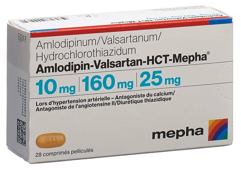 Amlodipin-Valsartan-HCT-Mepha cpr pell 10mg/160mg/25mg 28 pce Amlodipin-Valsartan-HCT-Mepha cpr pell 10mg/160mg/25mg 28 pce