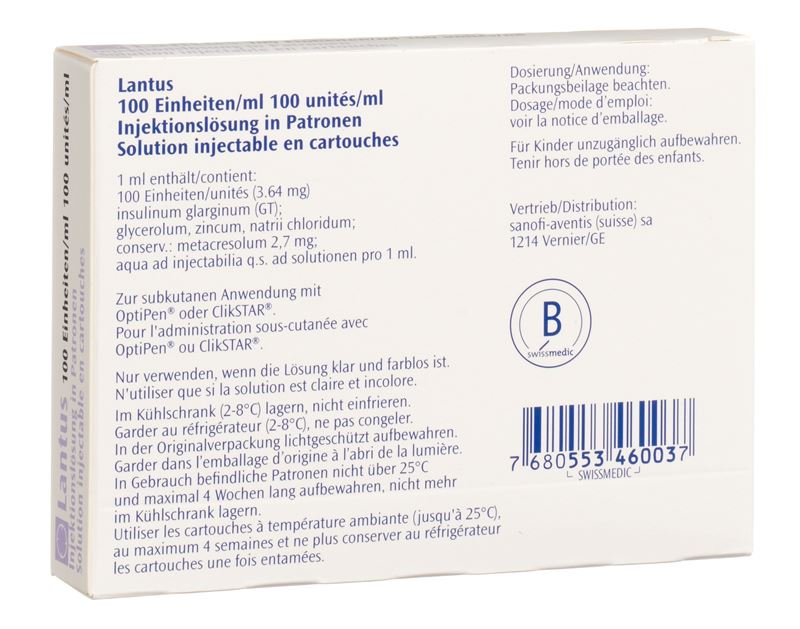 Lantus Inj Lös 100 E/ml für AllStar Pro/JuniorStar 5 Patrone 3 ml