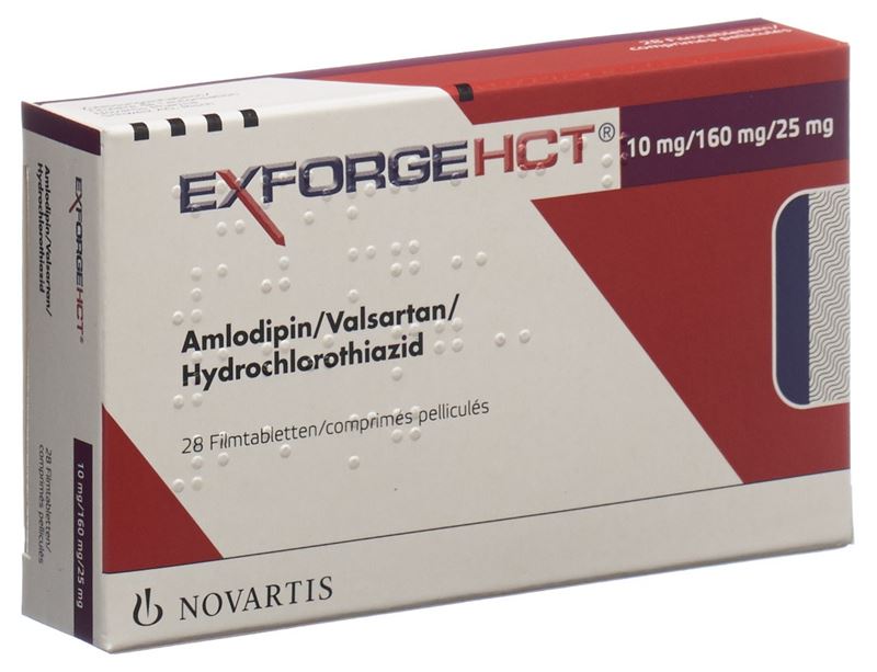 Exforge HCT cpr pell 10mg/160mg/25mg 28 pce Exforge HCT cpr pell 10mg/160mg/25mg 28 pce