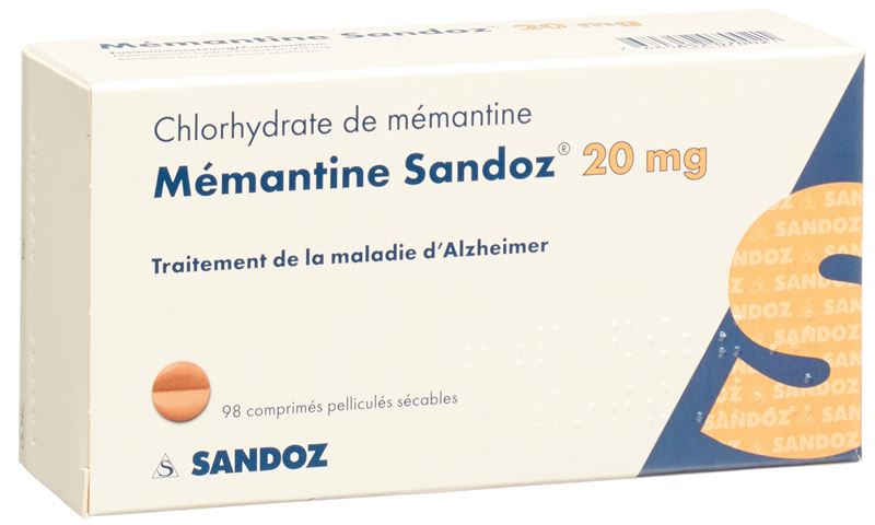 Mémantine Sandoz cpr pell 20 mg 98 pce