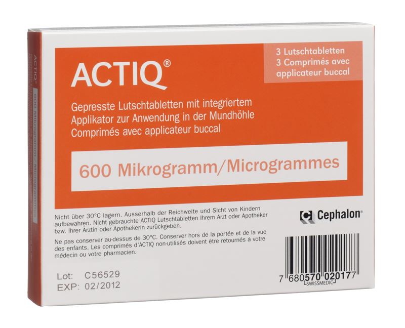 Actiq comprimés buccaux 600 mcg avec applicateur intégré 3 pce