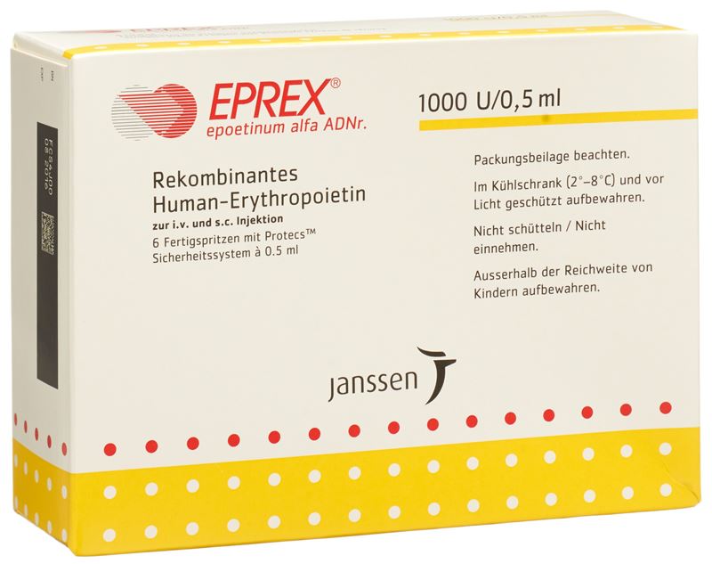 Eprex sol inj 1000 UI/0.5ml avec système de sécurité (Protecs) 6 ser pré 0.5 ml