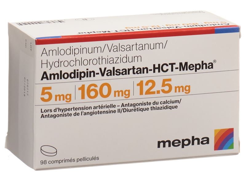 Amlodipin-Valsartan-HCT-Mepha Filmtabl 5mg/160mg/12.5mg 98 Stk Amlodipin-Valsartan-HCT-Mepha Filmtabl 5mg/160mg/12.5mg 98 Stk