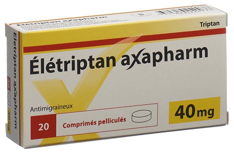 Élétriptan Axapharm cpr pell 40 mg 20 pce Élétriptan Axapharm cpr pell 40 mg 20 pce