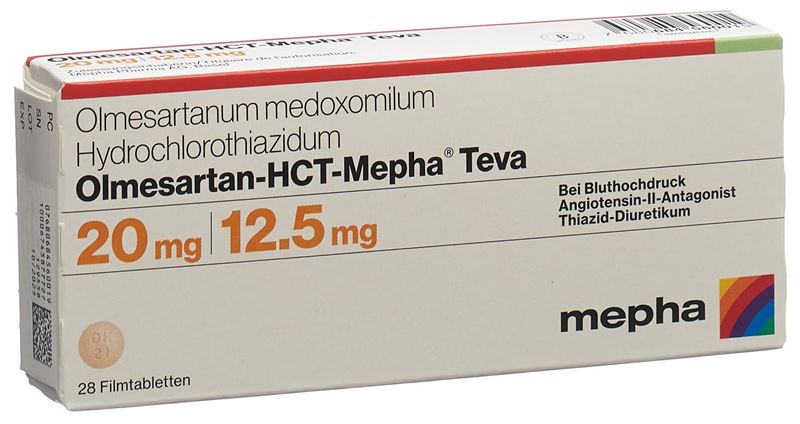Olmesartan-HCT-Mepha Teva cpr pell 20mg/12.5mg 28 pce Olmesartan-HCT-Mepha Teva cpr pell 20mg/12.5mg 28 pce