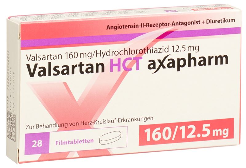 Valsartan HCT axapharm cpr pell 160/12.5 mg 28 pce Valsartan HCT axapharm cpr pell 160/12.5 mg 28 pce