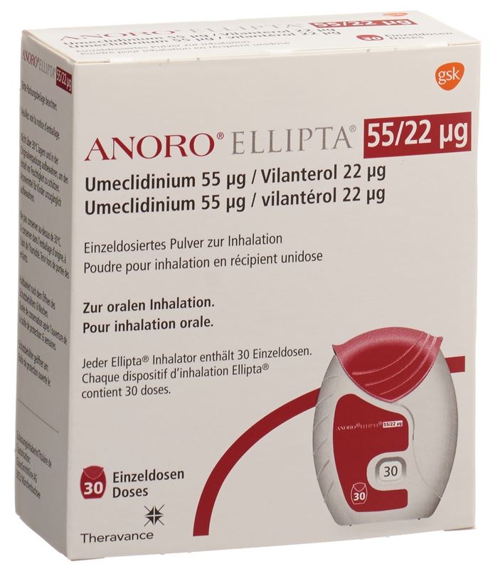 Anoro Ellipta Inh Plv 55 mcg/22 mcg 30 Dos Anoro Ellipta Inh Plv 55 mcg/22 mcg 30 Dos
