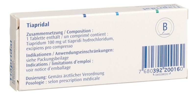 Tiapridal cpr 100 mg 20 pce Tiapridal cpr 100 mg 20 pce