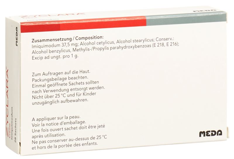 Zyclara crème 37.5 mg/g sach 28 pce