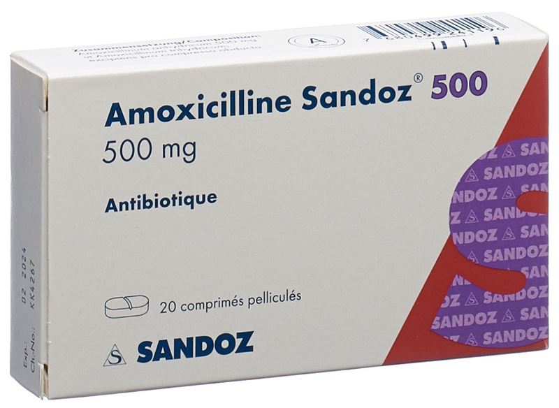 Amoxicilline Sandoz cpr pell 500 mg 20 pce Amoxicilline Sandoz cpr pell 500 mg 20 pce