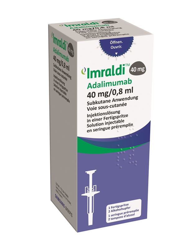 Imraldi sol inj 40 mg/0.8ml seringue prérempli 0.8 ml
