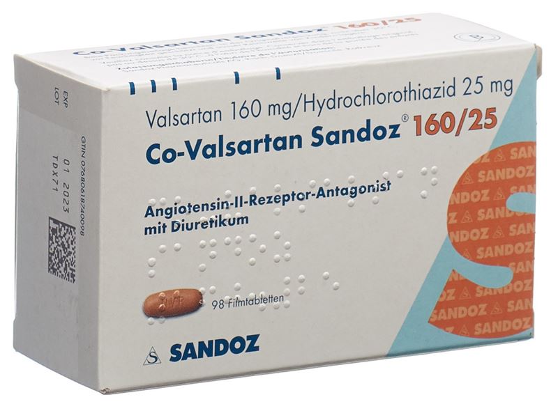 Co-Valsartan Sandoz cpr pell 160/25 98 pce Co-Valsartan Sandoz cpr pell 160/25 98 pce
