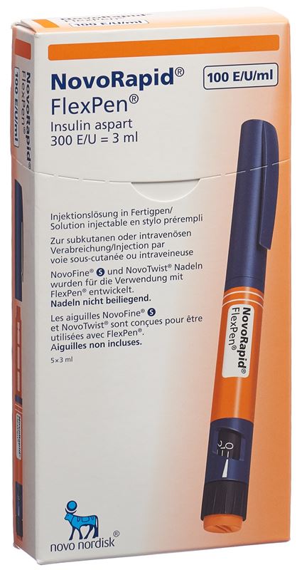Insuline NovoRapid FlexPen sol inj 5 stylo pré 3 ml